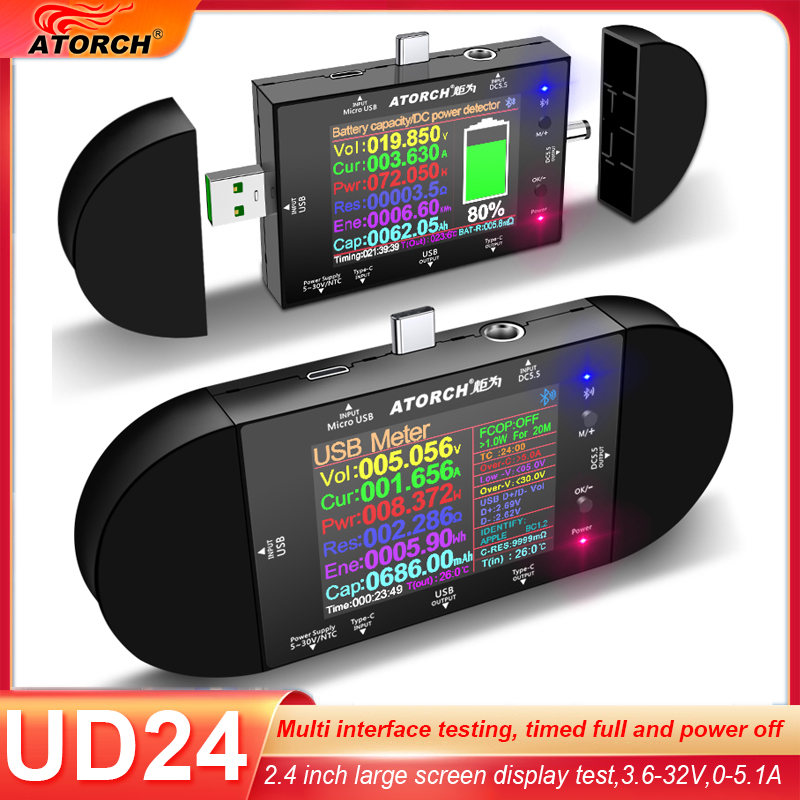 Logic Analyzer Usb - UD24 2.4'inch USB Tester DC5.5 Type-C