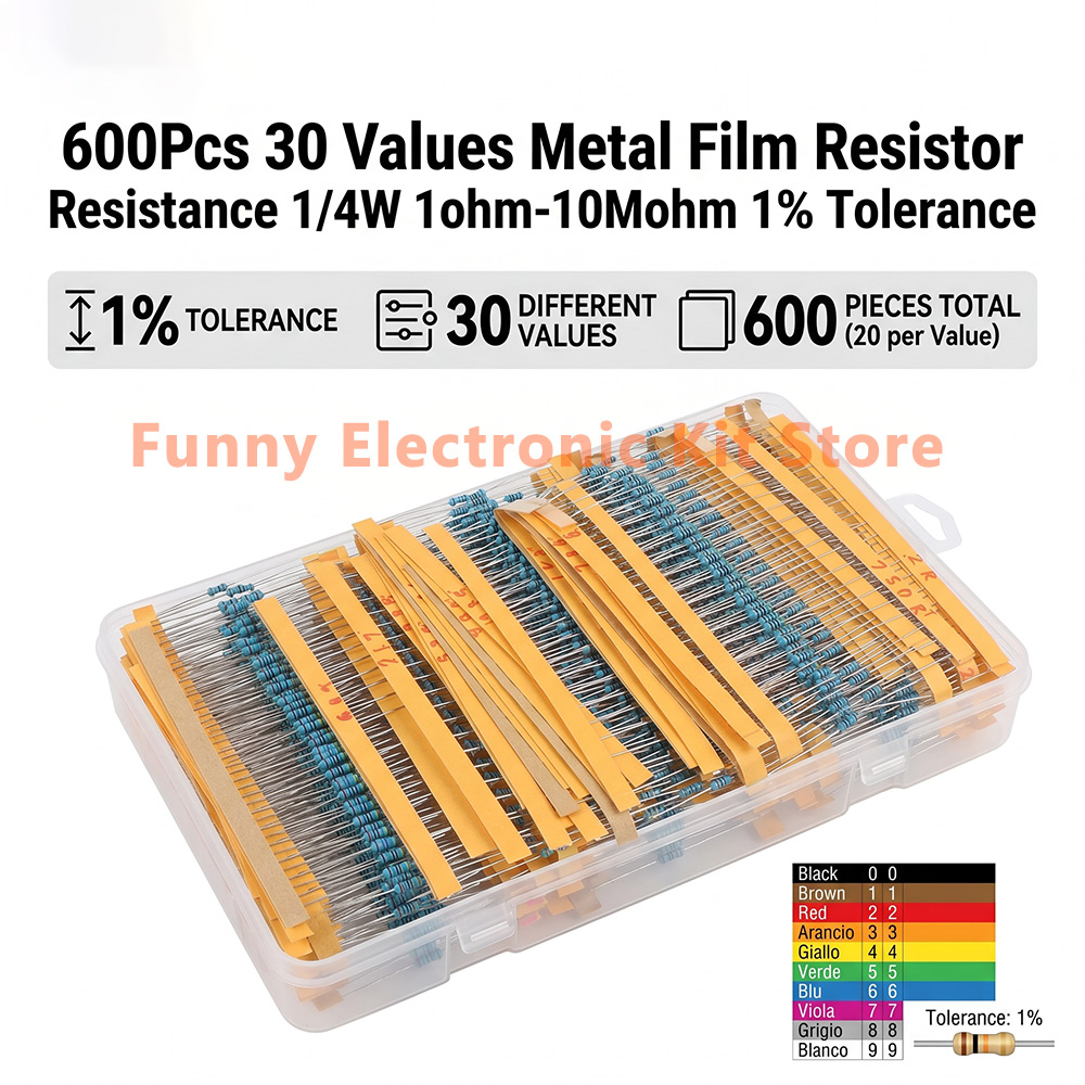 600 Pcs Assorted Metal Film Re - Resistor Kit 1 4W ulasan dan harga