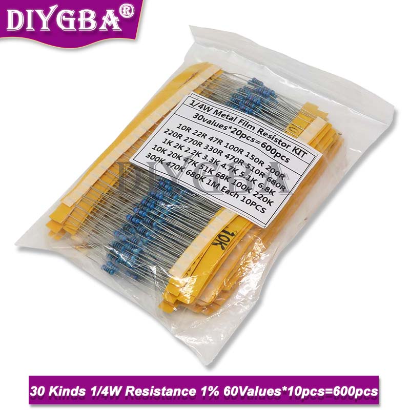 600PCS/Set 30Kinds 1/4W Resist - Resistor Kit 1 4W ulasan dan harga