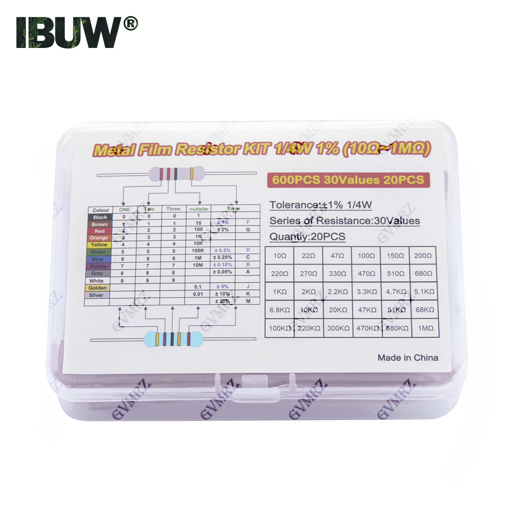 600PCS 30Values 1/4W Metal Fil - Resistor Kit 1 4W ulasan dan harga