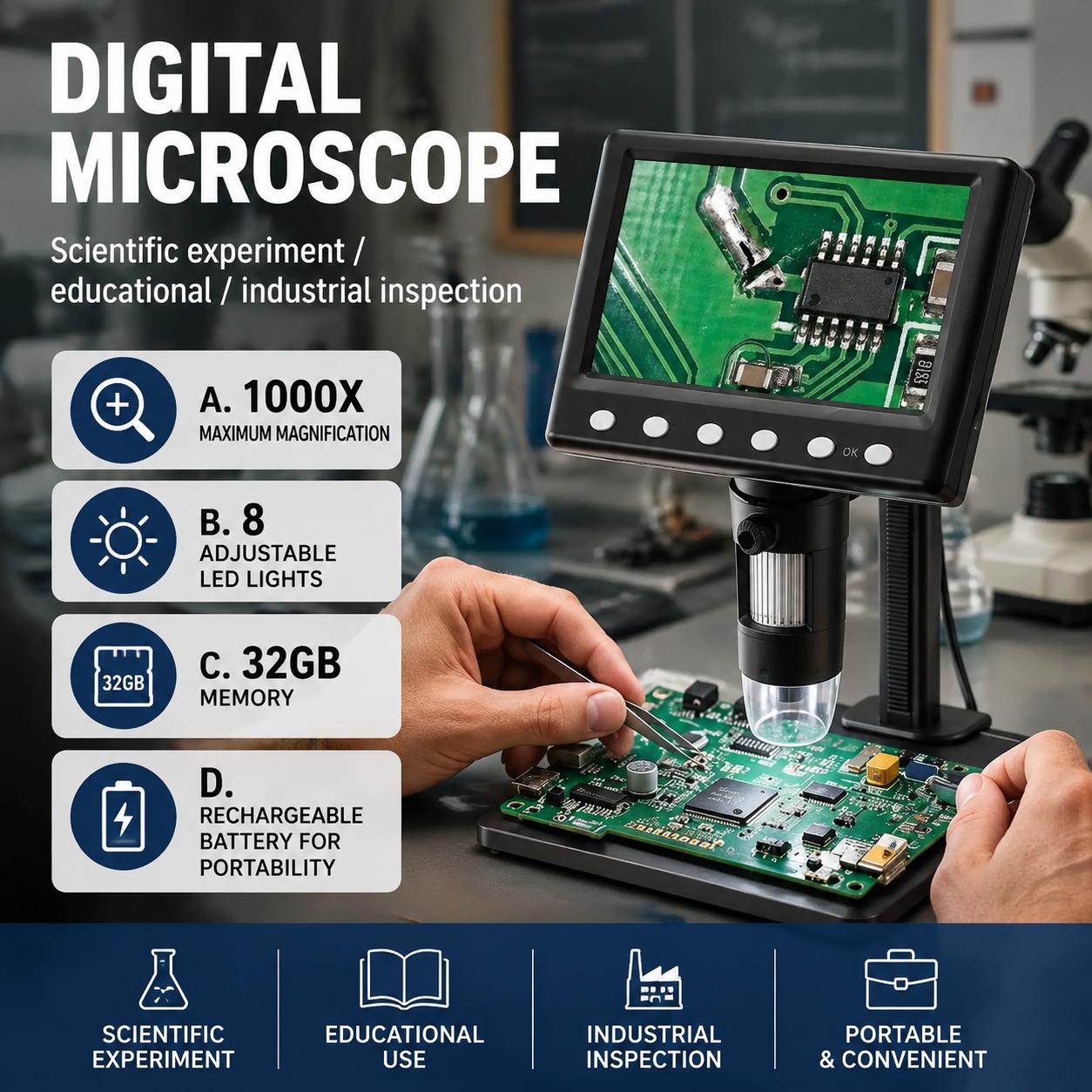 Inspection Microscope 1000x Ma - Diy Electronics Microscope ulasan dan harga