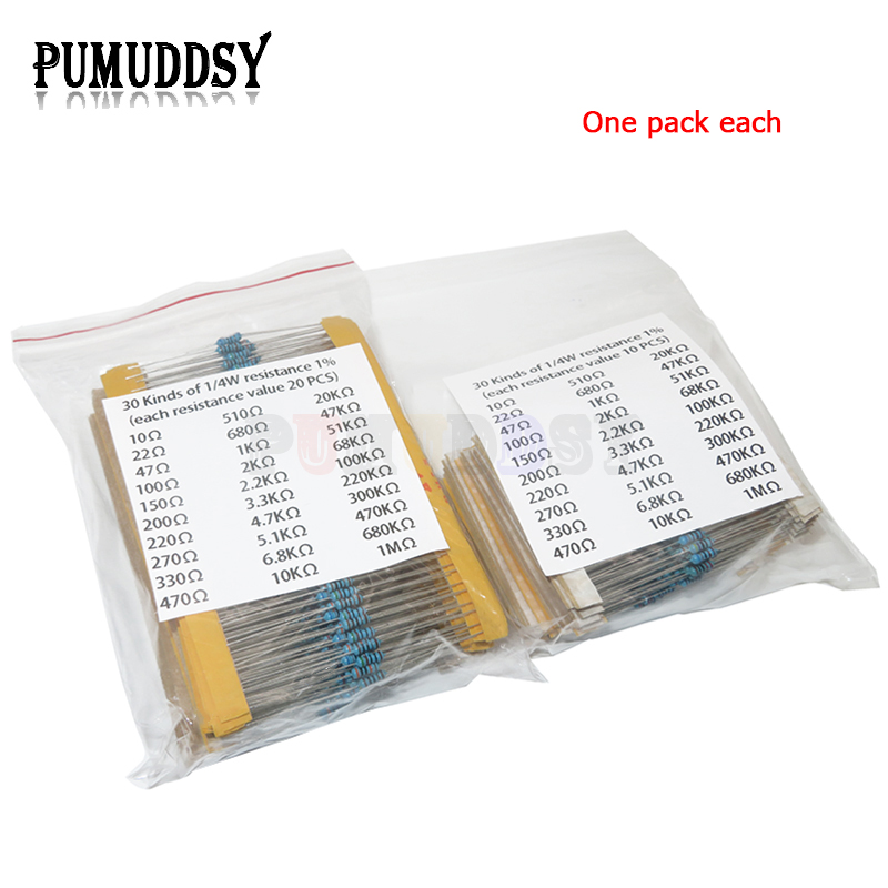 600pcs/set 30 Kinds 1/4W Resis - Resistor Kit 1 4W ulasan dan harga