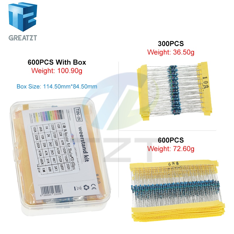 GREATZT 600pcs/set 30 Kinds 1/ - Resistor Kit 1 4W ulasan dan harga